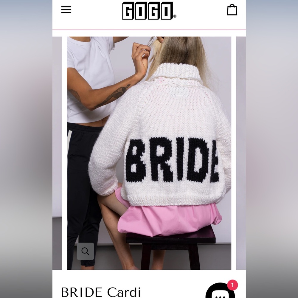 Handmade GOGO “Bride” Short Cardi Sweater One Size - Picture 10 of 10